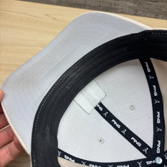 Ping Hat Cap Snapback Cream Golf Leather Patch Golfing - Picture 8 of 12